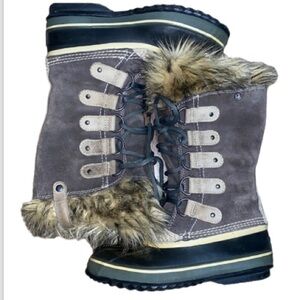 Sorel Winter Boots waterproof Joan of Arctic lace up leather faux fur 6